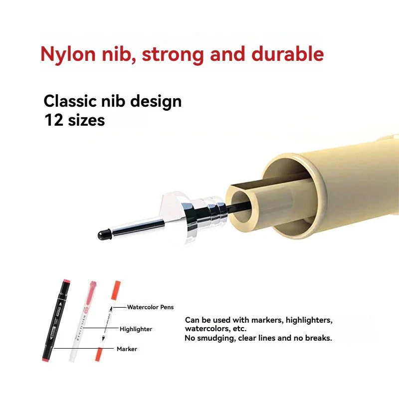 Buy The Best By Artsulli - Art is Long Life Short - 12 Tip Pigment Liner Micron Ink Marker Pen for Manga Draw Sketching Needle Hook Line