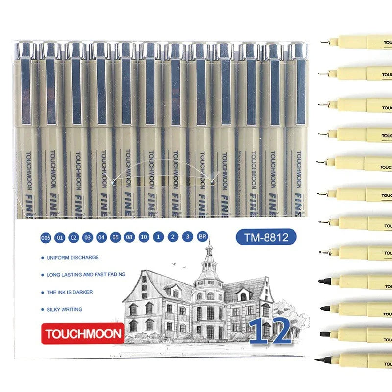 Buy The Best By Artsulli - Art is Long Life Short - 12 Tip Pigment Liner Micron Ink Marker Pen for Manga Draw Sketching Needle Hook Line