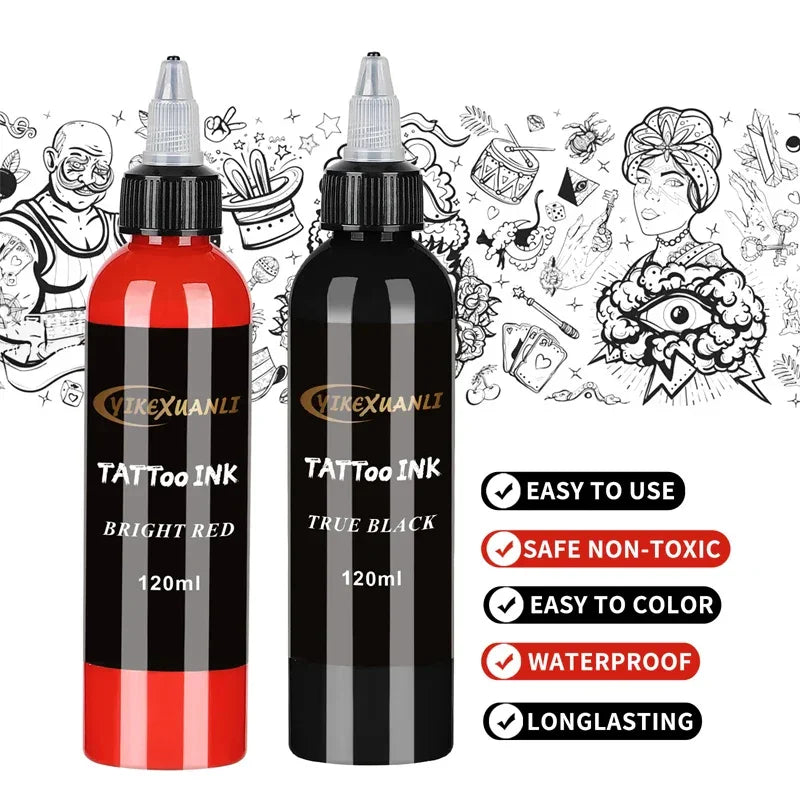 Buy The Best By Artsulli - Art is Long Life Short - 120ml white/black/red Tattoo Ink Pigment with box Body Kit Professional Beauty Paint