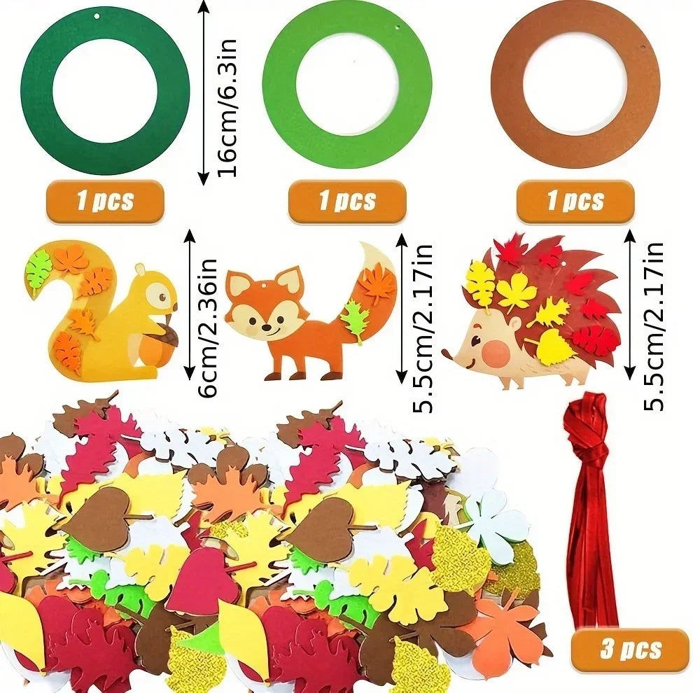 Buy The Best By Artsulli - Art is Long Life Short - 131pcs Fall Wreath Craft Kit Autumn Crafts Set Thanksgiving Supplies Foam Hedgehog Felt