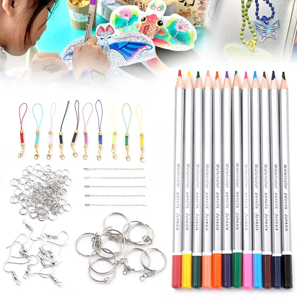 Buy The Best By Artsulli - Art is Long Life Short - 145/198Pcs Heat Shrink Plastic Set Shrinky Film Paper Sheet Kit Punch Keychains Earring