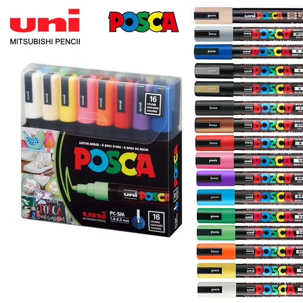 Buy The Best By Artsulli - Art is Long Life Short - 16pcs Japan UNI POSCA Markers Set Acrylic Graffiti Drawing Permanent Waterproof