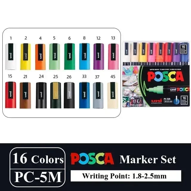 Buy The Best By Artsulli - Art is Long Life Short - 16pcs Japan UNI POSCA Markers Set Acrylic Graffiti Drawing Permanent Waterproof