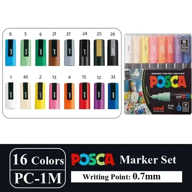 Buy The Best By Artsulli - Art is Long Life Short - 16pcs Japan UNI POSCA Markers Set Acrylic Graffiti Drawing Permanent Waterproof