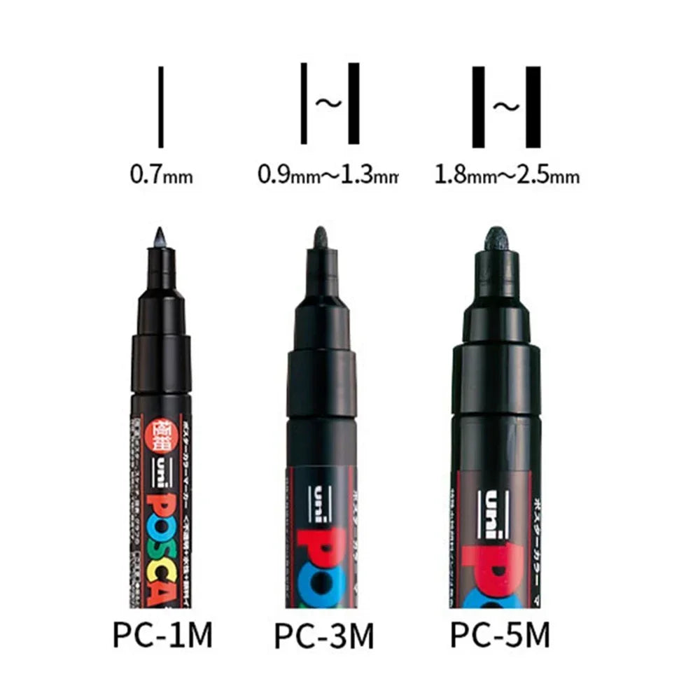 Buy The Best By Artsulli - Art is Long Life Short - 16pcs Japan UNI POSCA Markers Set Acrylic Graffiti Drawing Permanent Waterproof
