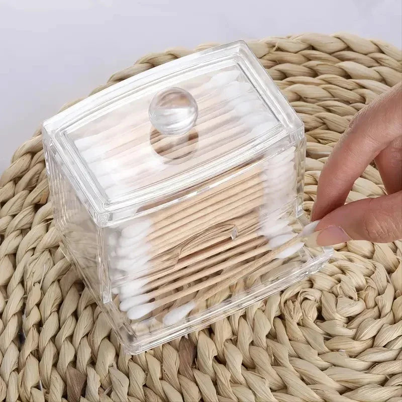 Buy The Best By Artsulli - Art is Long Life Short - 1pc Clear Cotton Swabs Storage Holder Dispenser Pads With Lids Bathroom Container