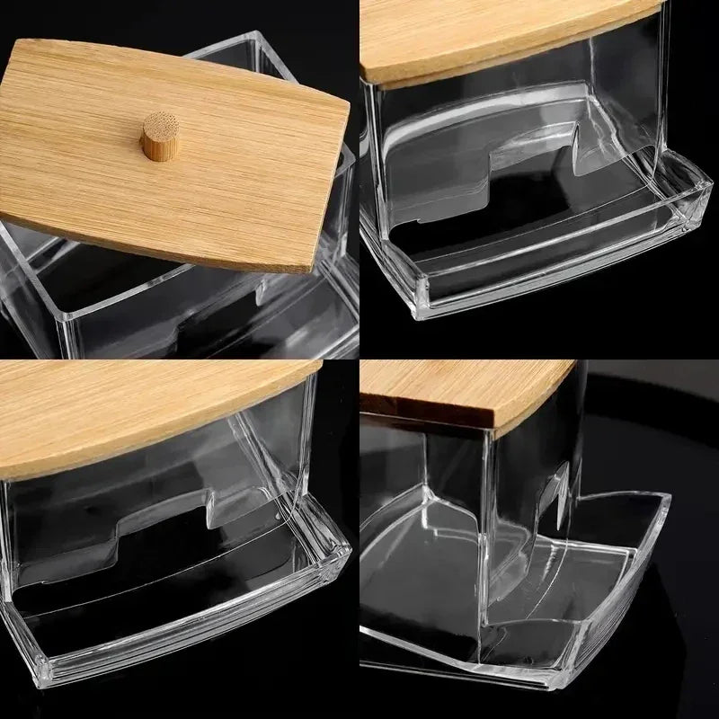 Buy The Best By Artsulli - Art is Long Life Short - 1pc Clear Cotton Swabs Storage Holder Dispenser Pads With Lids Bathroom Container