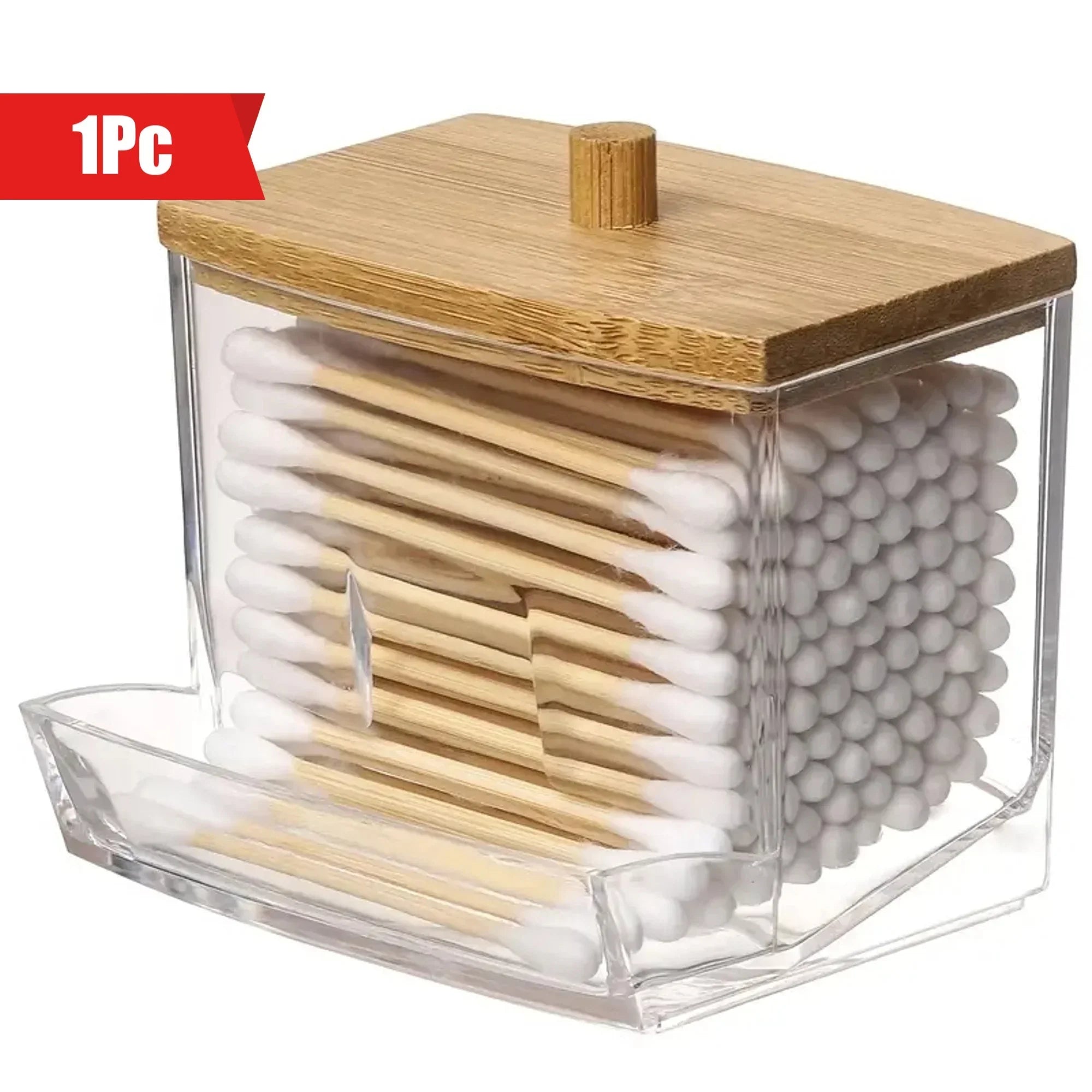 Buy The Best By Artsulli - Art is Long Life Short - 1pc Clear Cotton Swabs Storage Holder Dispenser Pads With Lids Bathroom Container