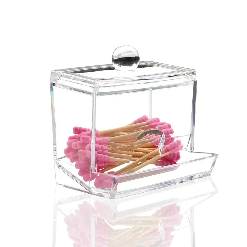 Buy The Best By Artsulli - Art is Long Life Short - 1pc Clear Cotton Swabs Storage Holder Dispenser Pads With Lids Bathroom Container