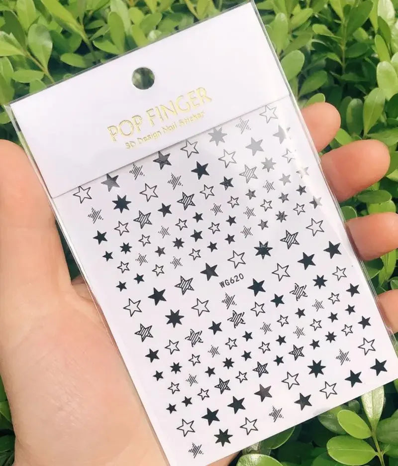 Buy The Best By Artsulli - Art is Long Life Short - 1pc Heart Scrapbooking Stickers 3D Star Self-Adhesive Holographic Laser Nail Supplies