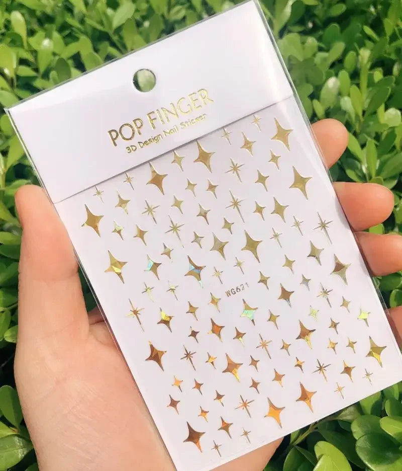 Buy The Best By Artsulli - Art is Long Life Short - 1pc Heart Scrapbooking Stickers 3D Star Self-Adhesive Holographic Laser Nail Supplies