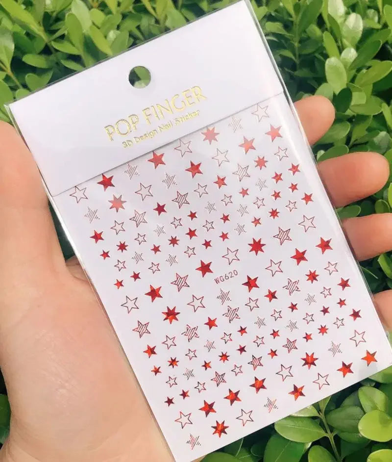 Buy The Best By Artsulli - Art is Long Life Short - 1pc Heart Scrapbooking Stickers 3D Star Self-Adhesive Holographic Laser Nail Supplies