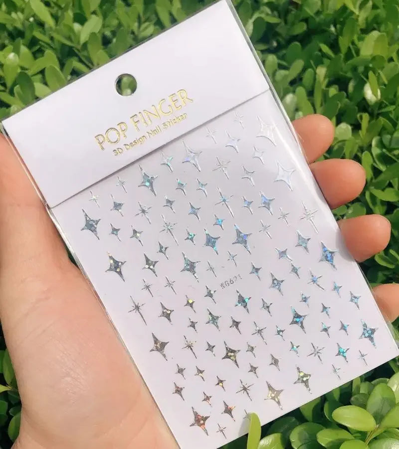 Buy The Best By Artsulli - Art is Long Life Short - 1pc Heart Scrapbooking Stickers 3D Star Self-Adhesive Holographic Laser Nail Supplies