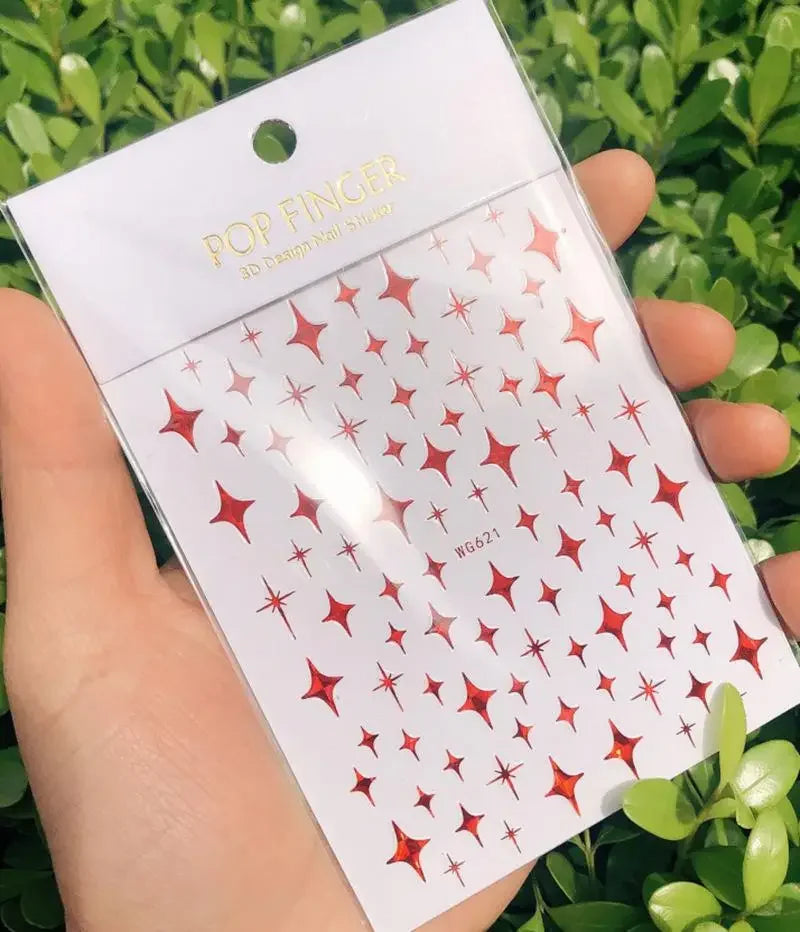Buy The Best By Artsulli - Art is Long Life Short - 1pc Heart Scrapbooking Stickers 3D Star Self-Adhesive Holographic Laser Nail Supplies