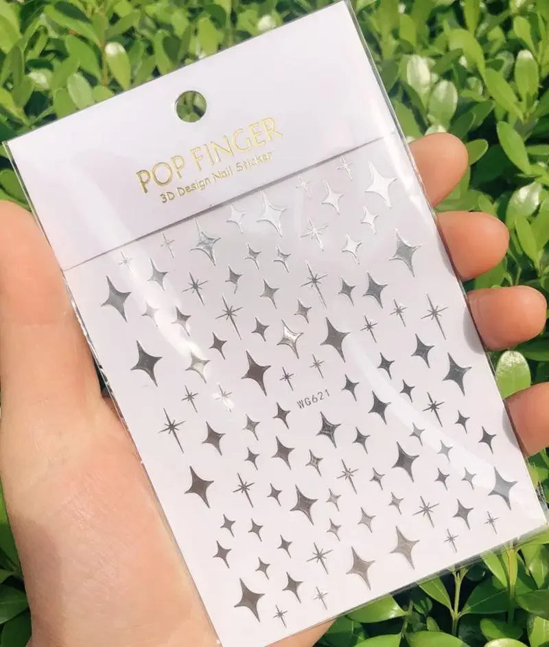 Buy The Best By Artsulli - Art is Long Life Short - 1pc Heart Scrapbooking Stickers 3D Star Self-Adhesive Holographic Laser Nail Supplies