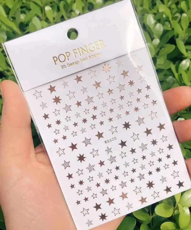 Buy The Best By Artsulli - Art is Long Life Short - 1pc Heart Scrapbooking Stickers 3D Star Self-Adhesive Holographic Laser Nail Supplies