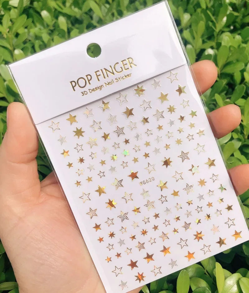 Buy The Best By Artsulli - Art is Long Life Short - 1pc Heart Scrapbooking Stickers 3D Star Self-Adhesive Holographic Laser Nail Supplies