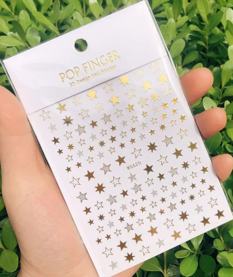 Buy The Best By Artsulli - Art is Long Life Short - 1pc Heart Scrapbooking Stickers 3D Star Self-Adhesive Holographic Laser Nail Supplies