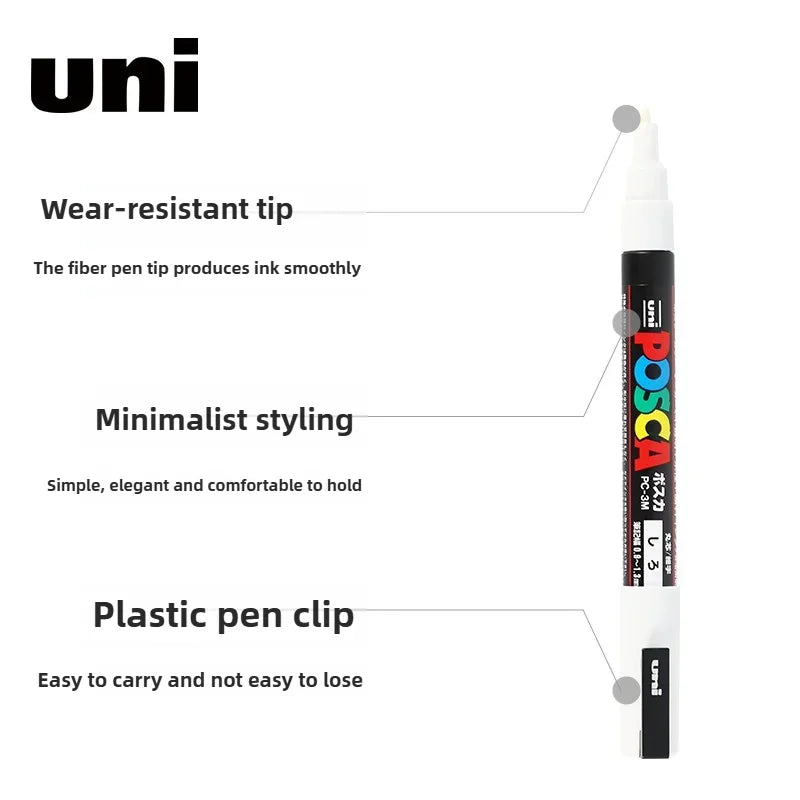 Buy The Best By Artsulli - Art is Long Life Short - 1PC UNI POSCA White & Black Red- Acrylic Marker Pen for POP Posters Graffiti/Ads