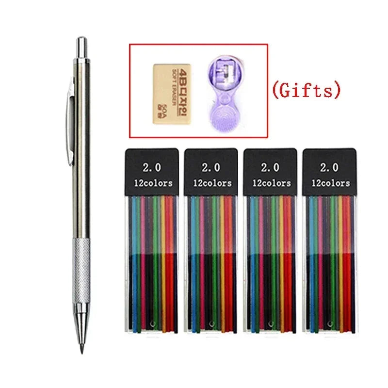Buy The Best By Artsulli - Art is Long Life Short - 2.0 mm Mechanical Pencils Set 2B Automatic Student Color/Black Lead Refills Sketch