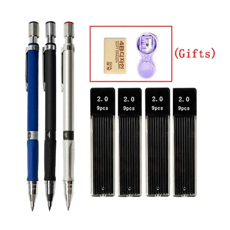 Buy The Best By Artsulli - Art is Long Life Short - 2.0 mm Mechanical Pencils Set 2B Automatic Student Color/Black Lead Refills Sketch