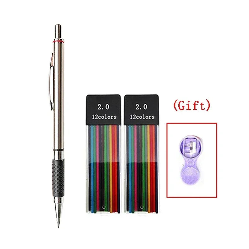 Buy The Best By Artsulli - Art is Long Life Short - 2.0 mm Mechanical Pencils Set 2B Automatic Student Color/Black Lead Refills Sketch