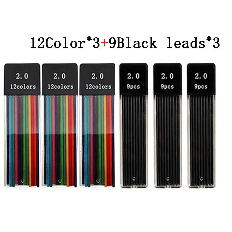 Buy The Best By Artsulli - Art is Long Life Short - 2.0 mm Mechanical Pencils Set 2B Automatic Student Color/Black Lead Refills Sketch