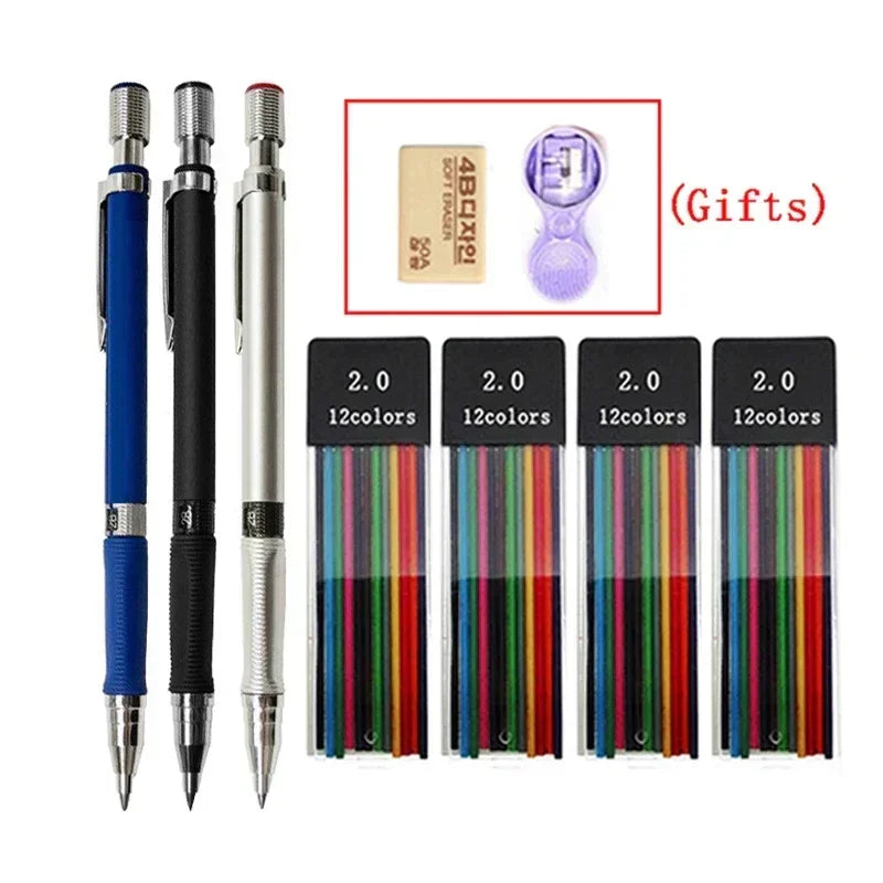 Buy The Best By Artsulli - Art is Long Life Short - 2.0 mm Mechanical Pencils Set 2B Automatic Student Color/Black Lead Refills Sketch