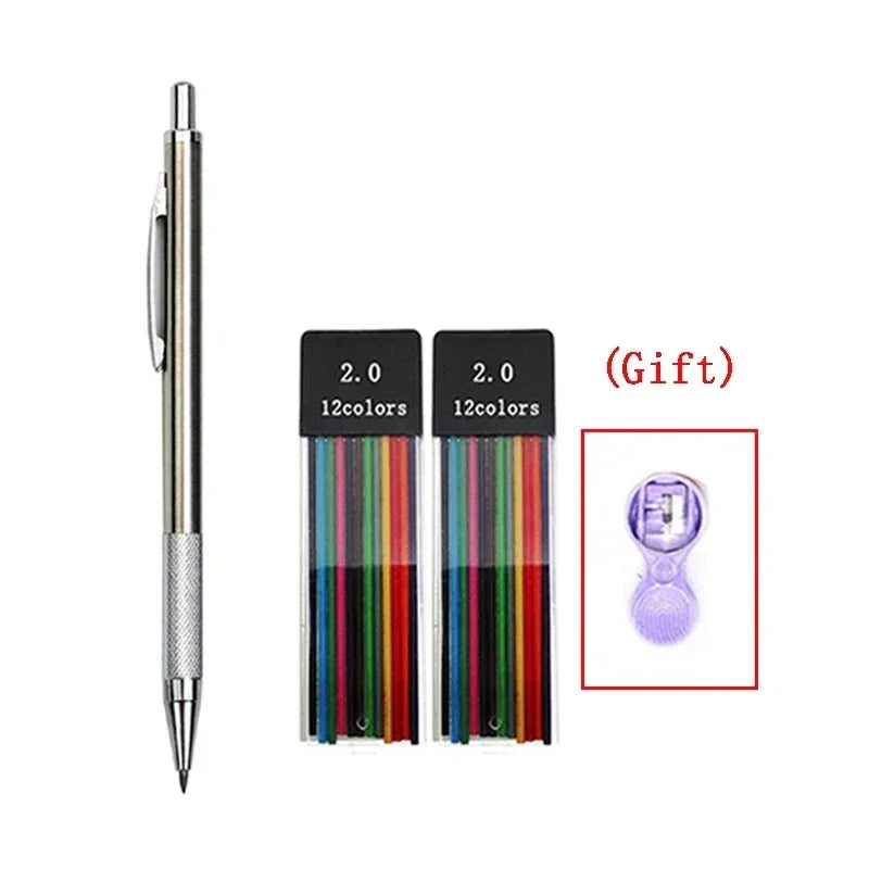 Buy The Best By Artsulli - Art is Long Life Short - 2.0 mm Mechanical Pencils Set 2B Automatic Student Color/Black Lead Refills Sketch