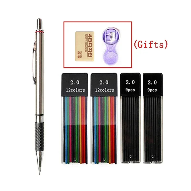 Buy The Best By Artsulli - Art is Long Life Short - 2.0 mm Mechanical Pencils Set 2B Automatic Student Color/Black Lead Refills Sketch