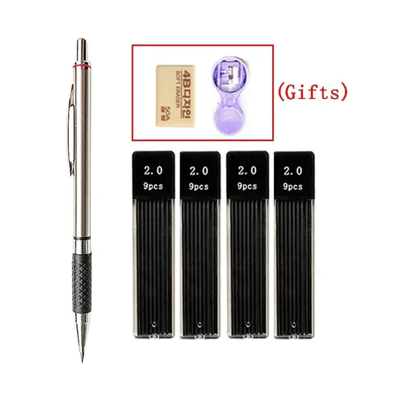 Buy The Best By Artsulli - Art is Long Life Short - 2.0 mm Mechanical Pencils Set 2B Automatic Student Color/Black Lead Refills Sketch