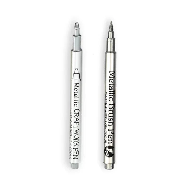 Buy The Best By Artsulli - Art is Long Life Short - 2/1Pc Brush Metallic Marker Pens Gold Silver Color Permanent For Manga Crafts