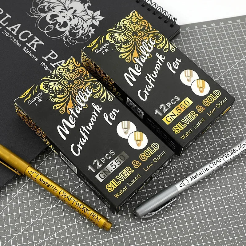 Buy The Best By Artsulli - Art is Long Life Short - 2/1Pc Brush Metallic Marker Pens Gold Silver Color Permanent For Manga Crafts
