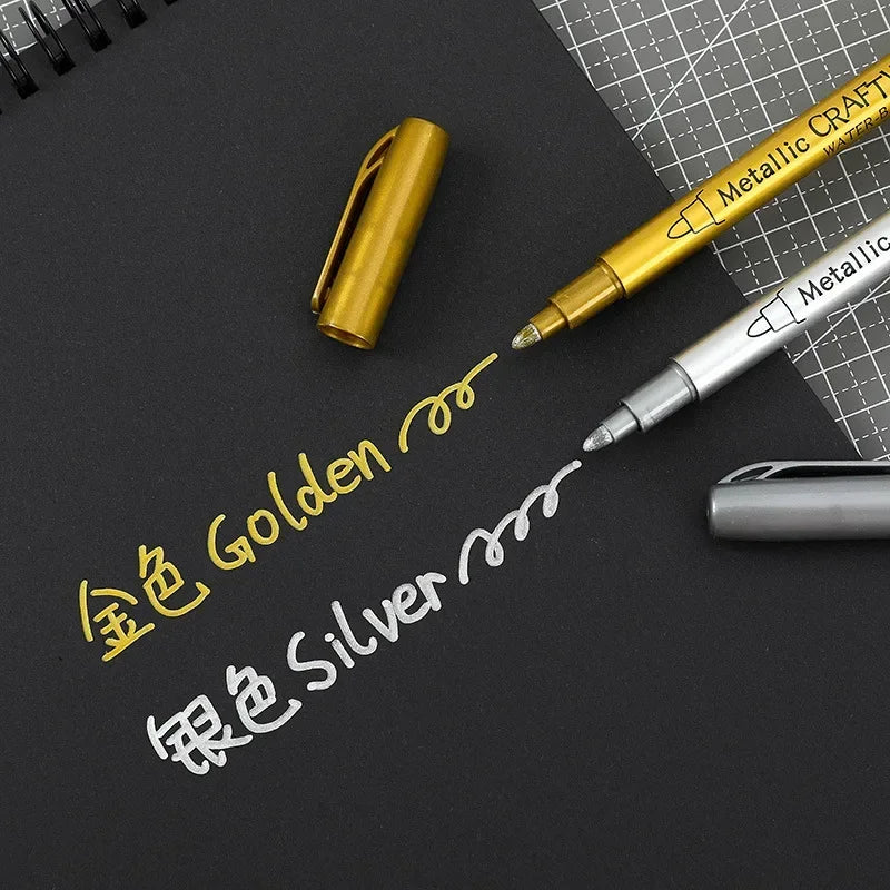 Buy The Best By Artsulli - Art is Long Life Short - 2/1Pc Brush Metallic Marker Pens Gold Silver Color Permanent For Manga Crafts