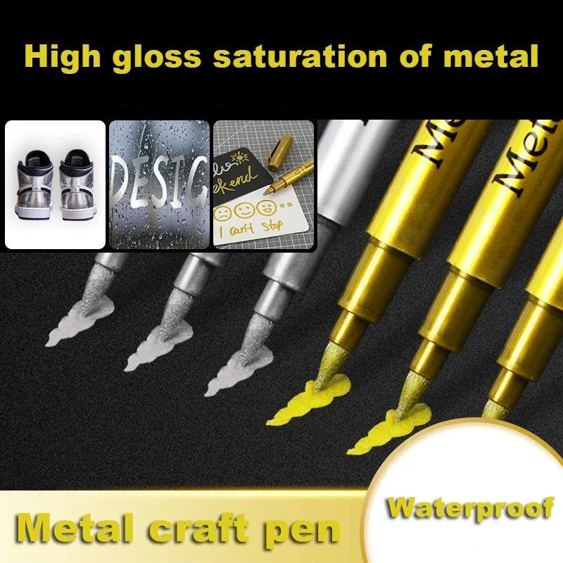 Buy The Best By Artsulli - Art is Long Life Short - 2/1Pc Brush Metallic Marker Pens Gold Silver Color Permanent For Manga Crafts
