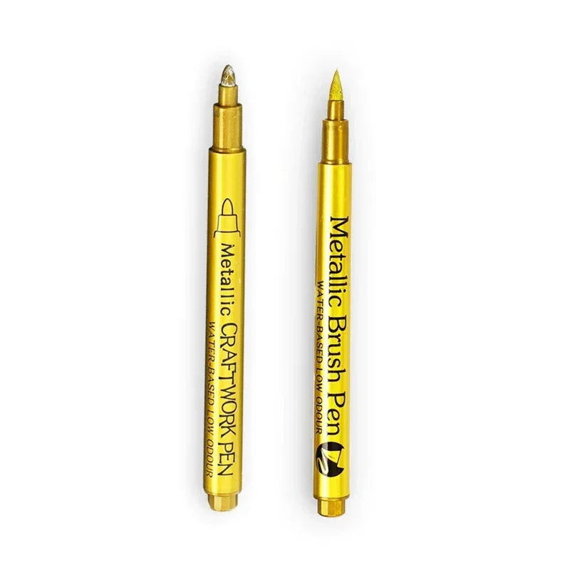 Buy The Best By Artsulli - Art is Long Life Short - 2/1Pc Brush Metallic Marker Pens Gold Silver Color Permanent For Manga Crafts