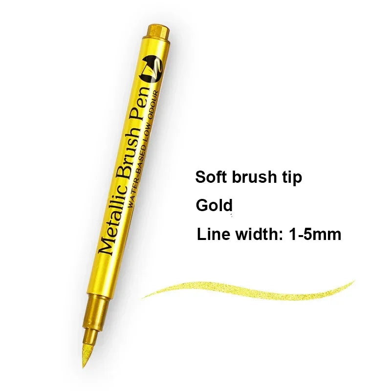 Buy The Best By Artsulli - Art is Long Life Short - 2/1Pc Brush Metallic Marker Pens Gold Silver Color Permanent For Manga Crafts