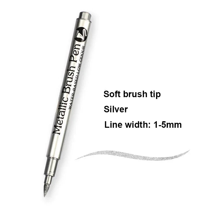 Buy The Best By Artsulli - Art is Long Life Short - 2/1Pc Brush Metallic Marker Pens Gold Silver Color Permanent For Manga Crafts