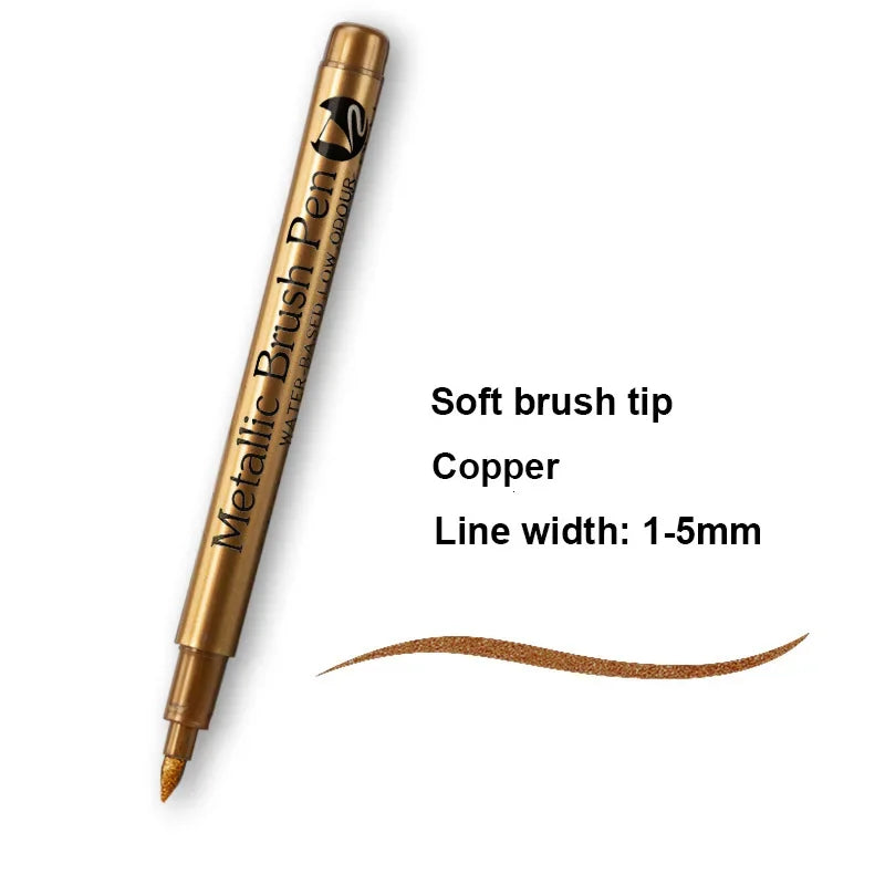 Buy The Best By Artsulli - Art is Long Life Short - 2/1Pc Brush Metallic Marker Pens Gold Silver Color Permanent For Manga Crafts
