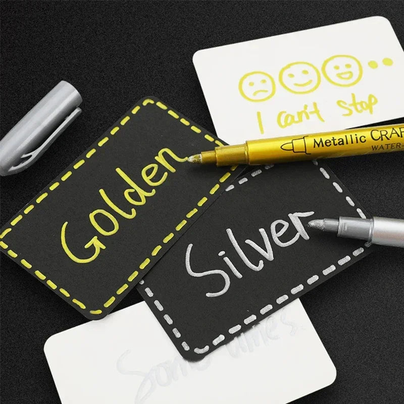 Buy The Best By Artsulli - Art is Long Life Short - 2/1Pc Brush Metallic Marker Pens Gold Silver Color Permanent For Manga Crafts