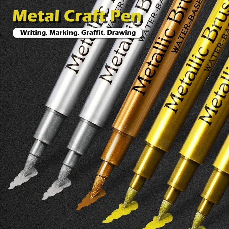 Buy The Best By Artsulli - Art is Long Life Short - 2/1Pc Brush Metallic Marker Pens Gold Silver Color Permanent For Manga Crafts