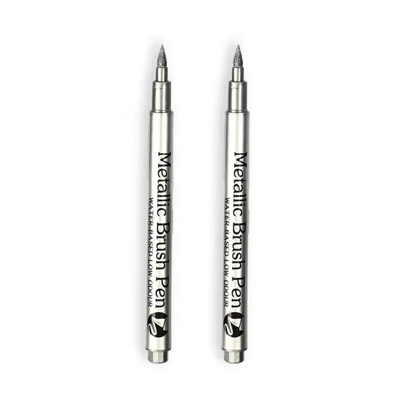 Buy The Best By Artsulli - Art is Long Life Short - 2/1Pc Brush Metallic Marker Pens Gold Silver Color Permanent For Manga Crafts