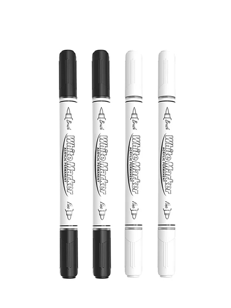 Buy The Best By Artsulli - Art is Long Life Short - 2-6Pcs Black/White Large Capacity Dual Tip Permanent Acrylic Paint Pen for Supplies
