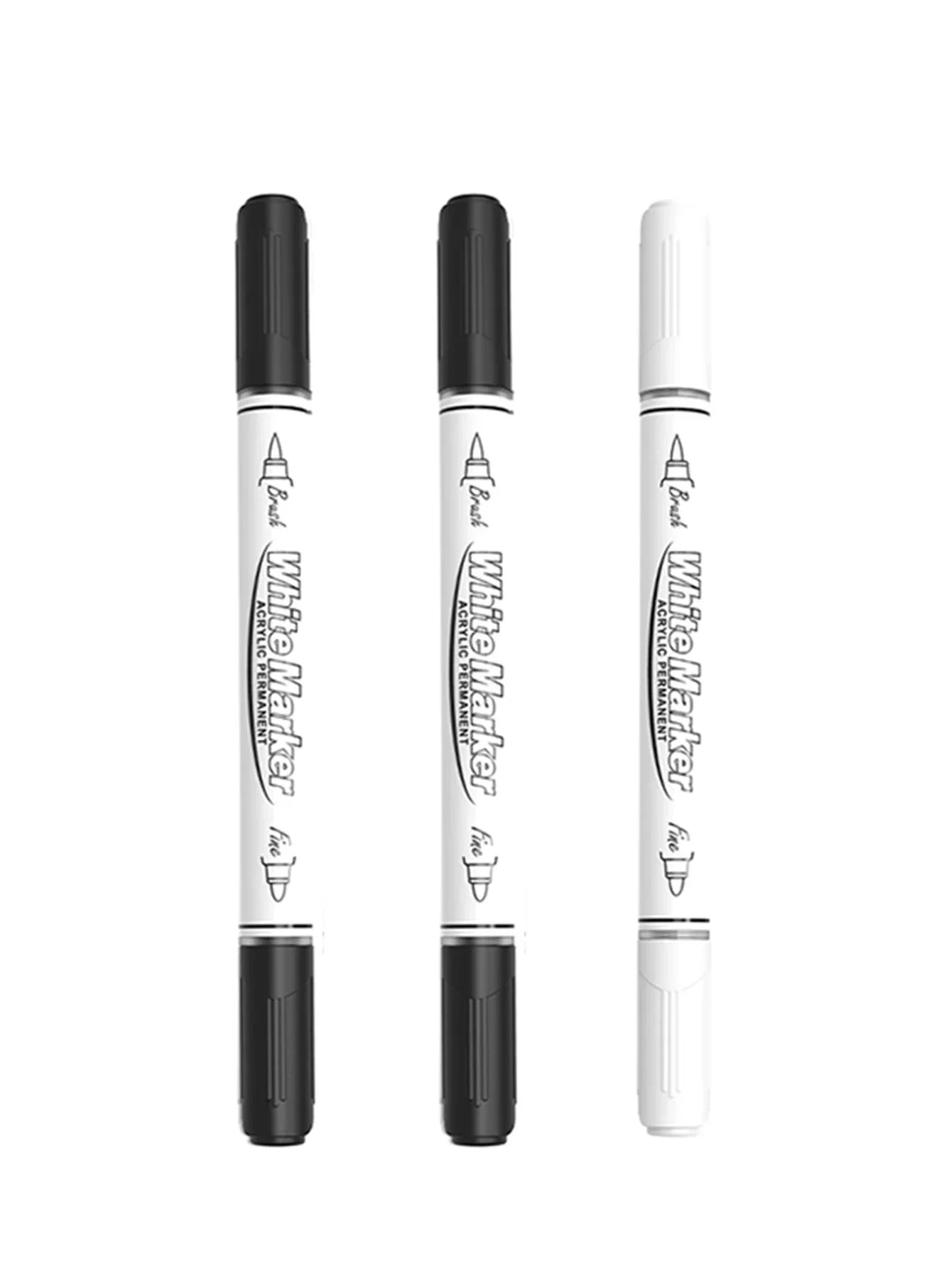 Buy The Best By Artsulli - Art is Long Life Short - 2-6Pcs Black/White Large Capacity Dual Tip Permanent Acrylic Paint Pen for Supplies