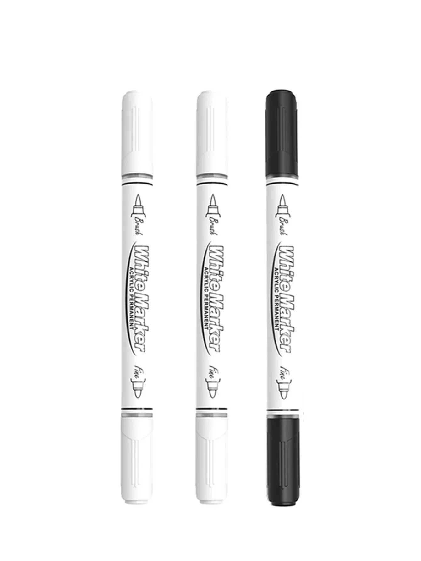 Buy The Best By Artsulli - Art is Long Life Short - 2-6Pcs Black/White Large Capacity Dual Tip Permanent Acrylic Paint Pen for Supplies
