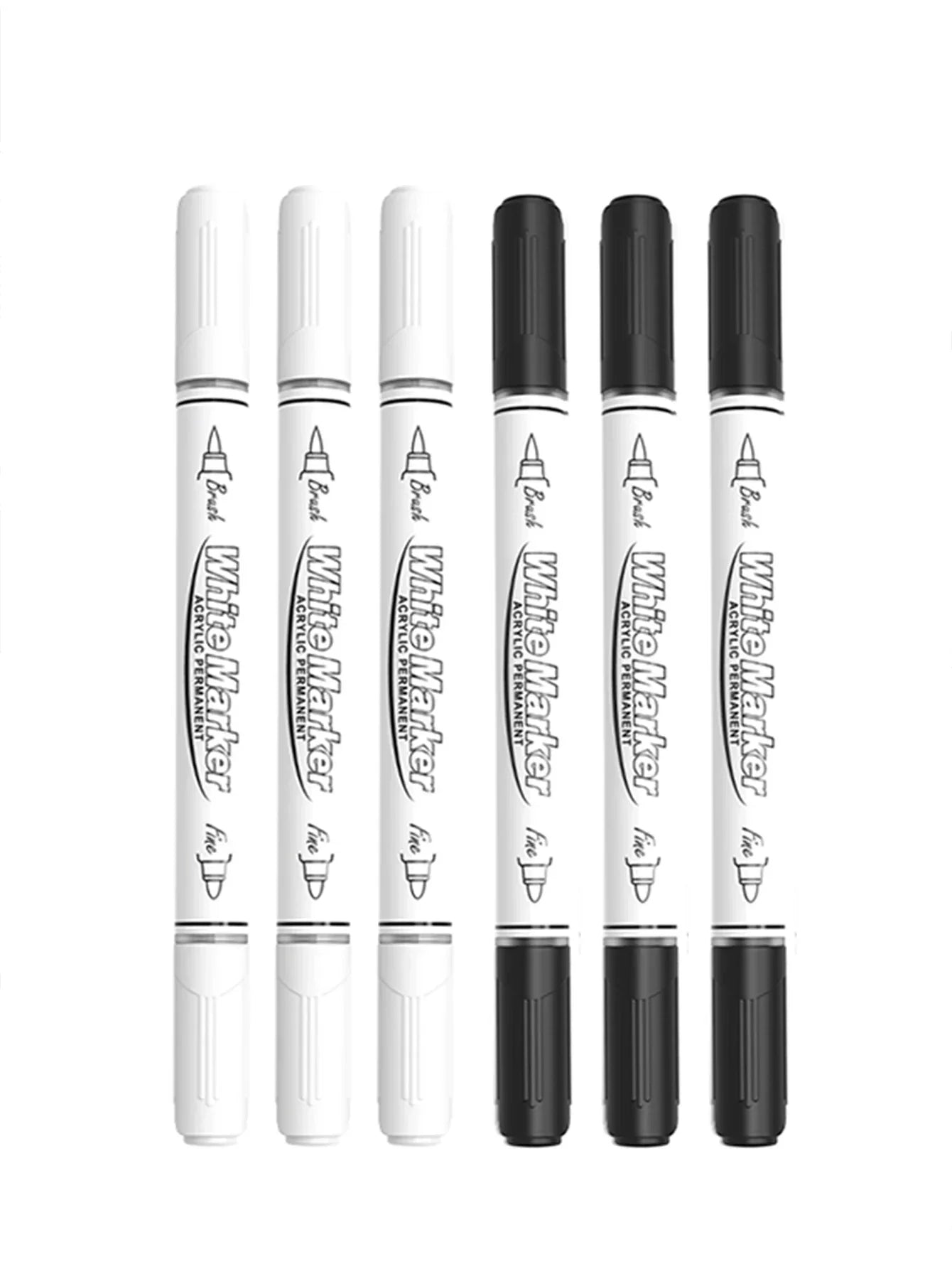 Buy The Best By Artsulli - Art is Long Life Short - 2-6Pcs Black/White Large Capacity Dual Tip Permanent Acrylic Paint Pen for Supplies