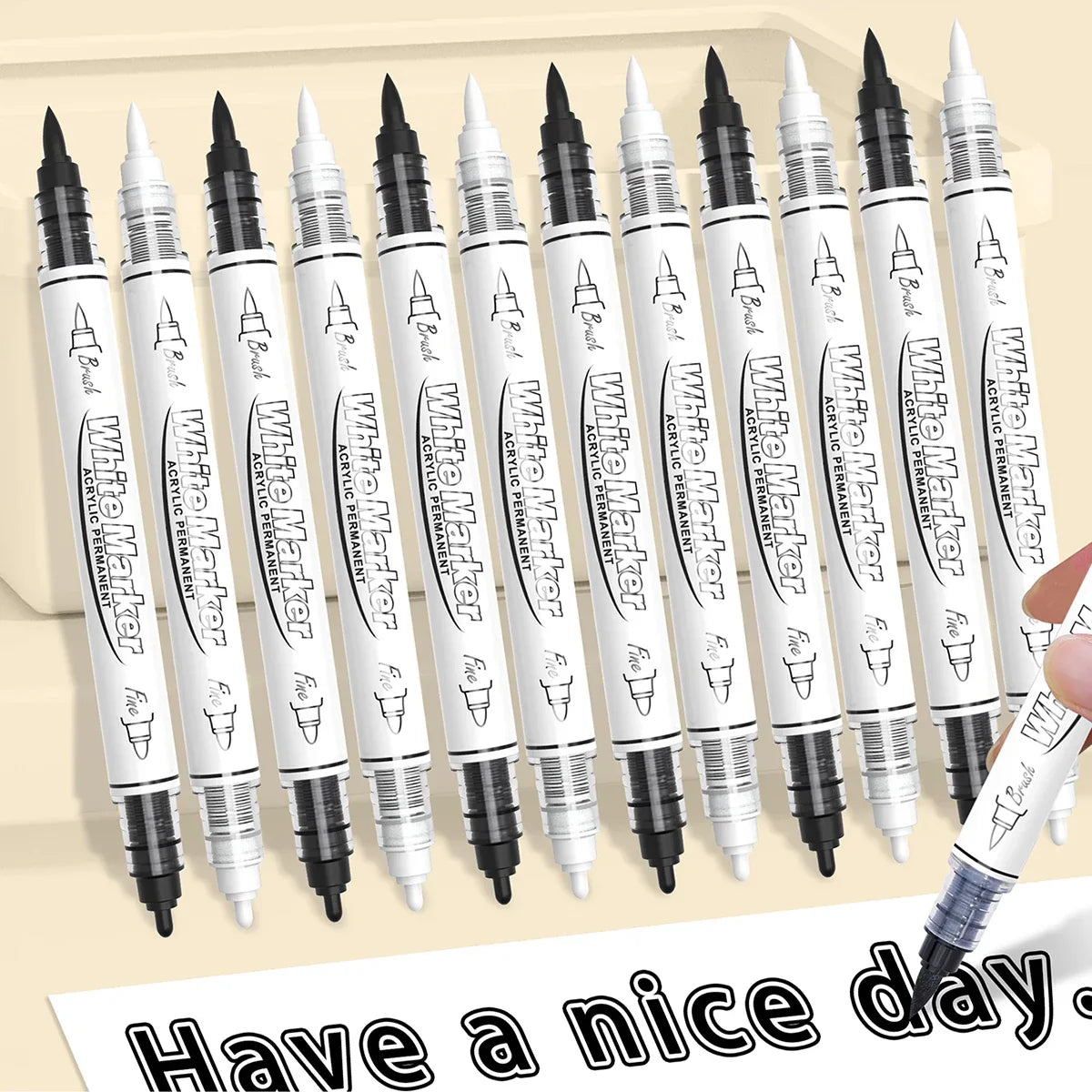 Buy The Best By Artsulli - Art is Long Life Short - 2-6Pcs Black/White Large Capacity Dual Tip Permanent Acrylic Paint Pen for Supplies