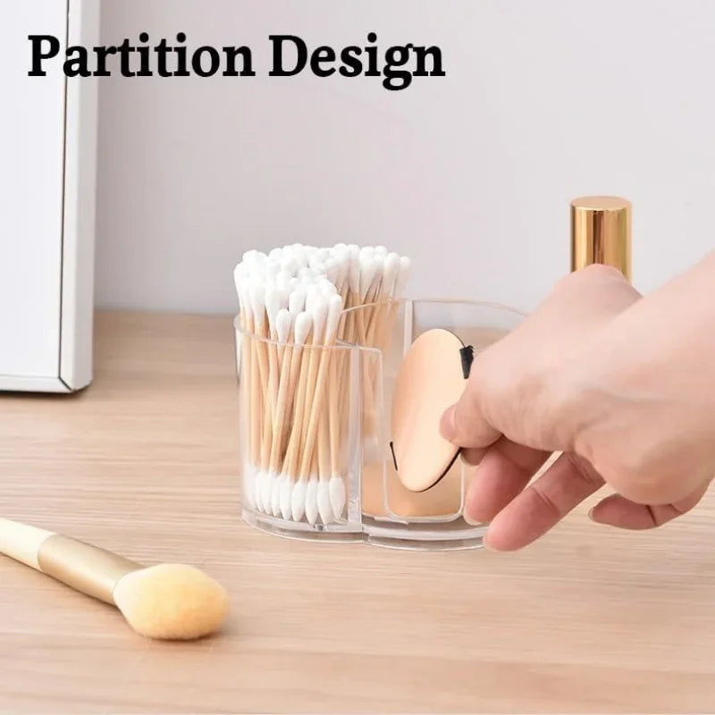 Buy The Best By Artsulli - Art is Long Life Short - 2 in 1 Acrylic Cotton Swab Storage Box Pads Dispenser Container Cosmetic Makeup