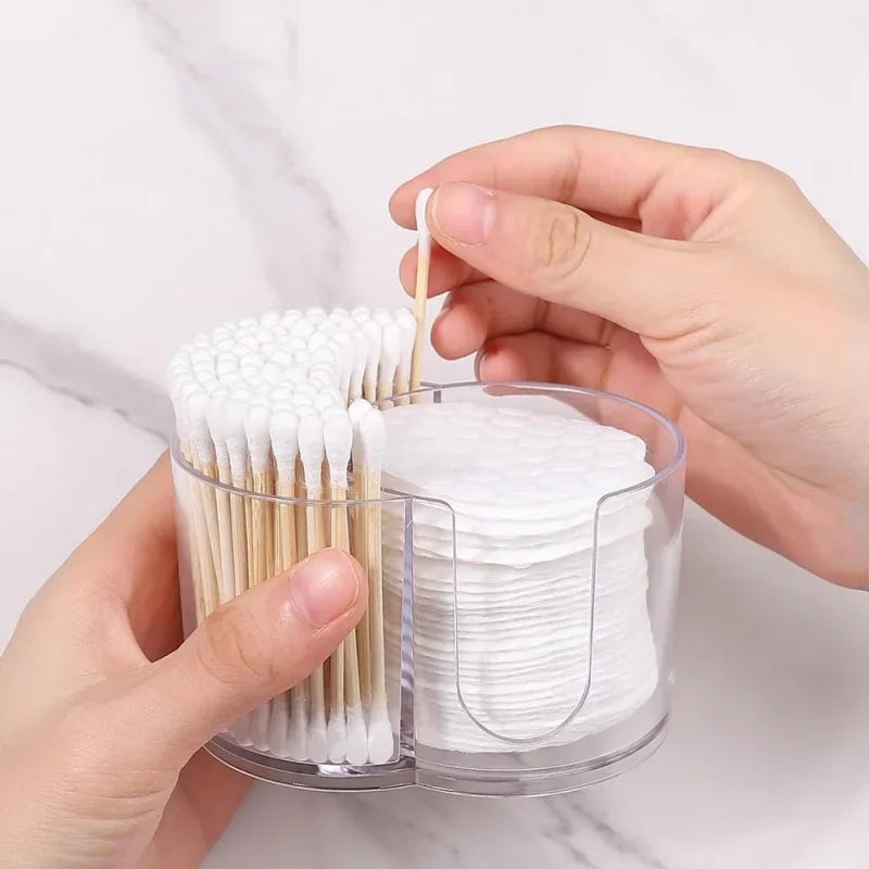 Buy The Best By Artsulli - Art is Long Life Short - 2 in 1 Acrylic Cotton Swab Storage Box Pads Dispenser Container Cosmetic Makeup