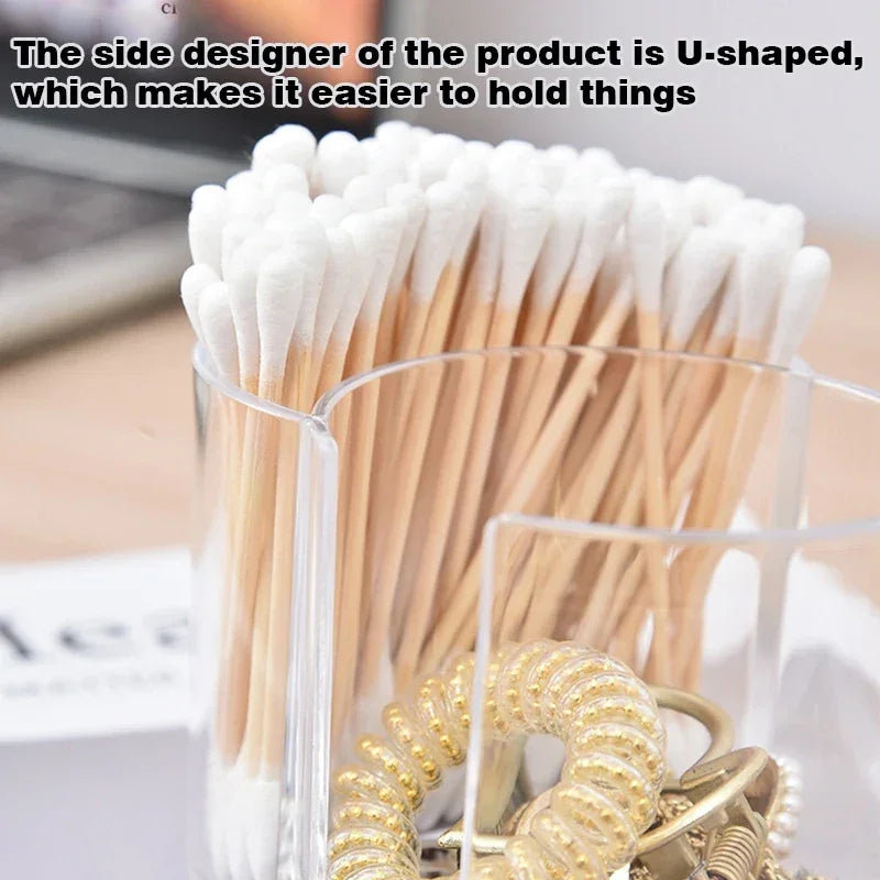 Buy The Best By Artsulli - Art is Long Life Short - 2 in 1 Acrylic Cotton Swab Storage Box Pads Dispenser Container Cosmetic Makeup